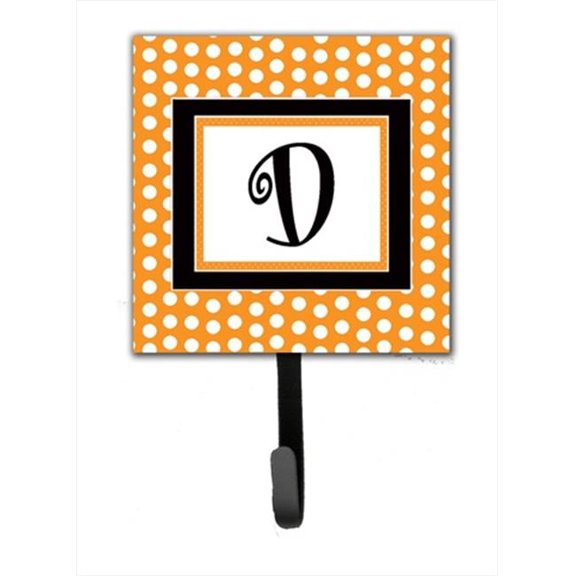 Carolines Treasures Letter D Initial Monogram - Orange Polka Dots Leash Holder Or Key Hook