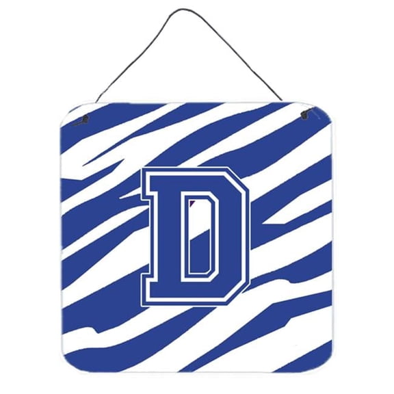 Carolines Treasures Letter D Initial Tiger Stripe Blue and White Aluminium Metal Wall or Door Hanging Prints