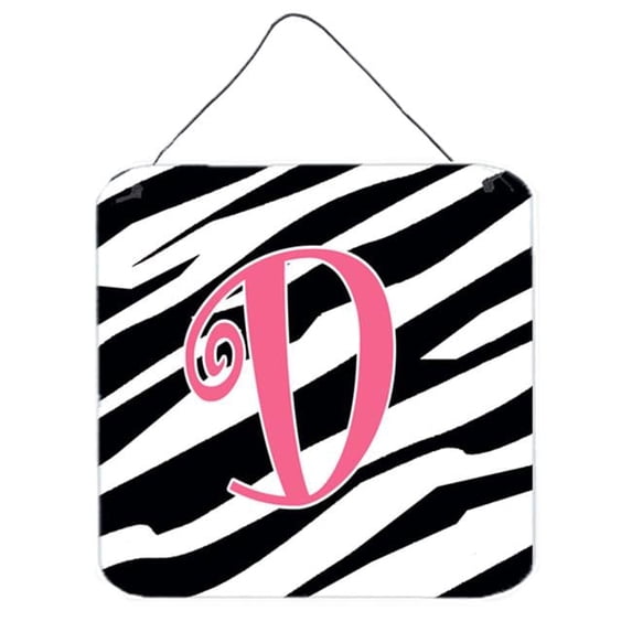 Carolines Treasures Letter D Initial Zebra Stripe And Pink Aluminium Metal Wall Or Door Hanging Prints - Pink - 6 x 0.02 x 6 in.