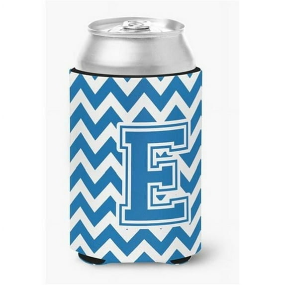 Carolines Treasures Letter E Chevron Blue & White Can or Bottle Hugger - Blue & White - 0.25in. H x 4in. W x 5.5in. L