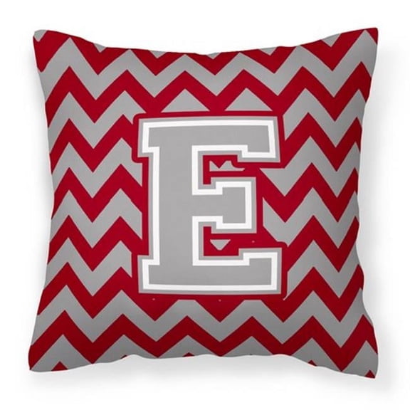 Carolines Treasures  Letter E Chevron Crimson & Grey Fabric Decorative Pillow