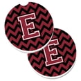 thumbnail image 1 of Carolines Treasures  Letter E Chevron Garnet & Black Set of 2 Cup Holder Car Coaster - Garnet & Black, 1 of 1