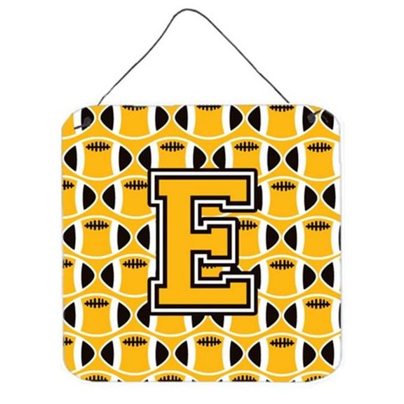 Carolines Treasures Letter E Football Black - Old Gold & White Wall or Door Hanging Prints
