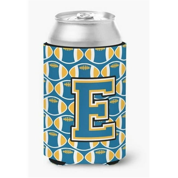 Carolines Treasures Letter E Football Blue & Gold Can or Bottle Hugger - Blue & Gold - 0.25in. H x 4in. W x 5.5in. L