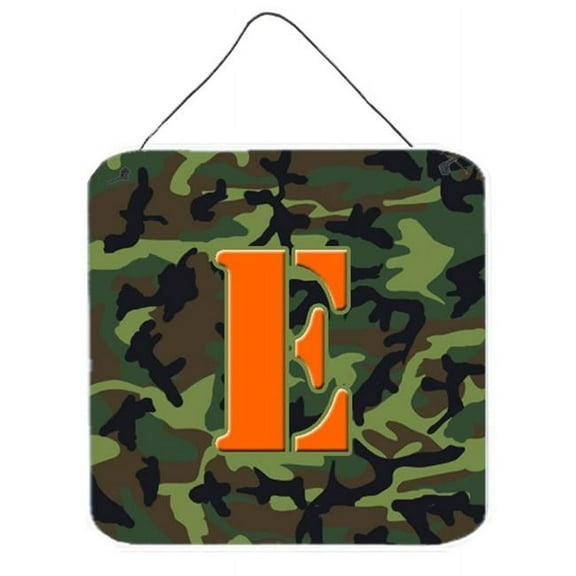 Carolines Treasures Letter E Initial Monogram - Camo Green Aluminium Metal Wall or Door Hanging Prints