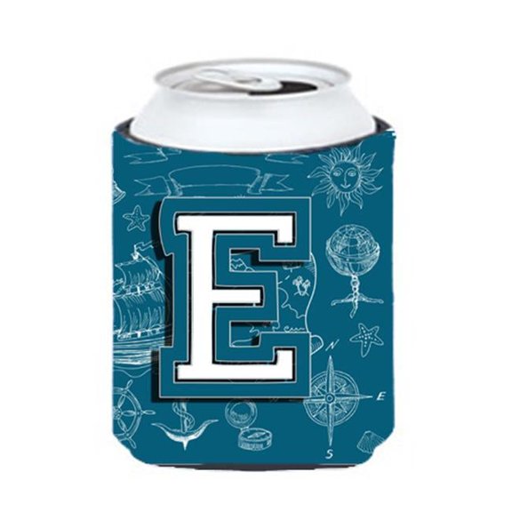 Carolines Treasures Letter E Sea Doodles Initial Alphabet Can & Bottle Hugger