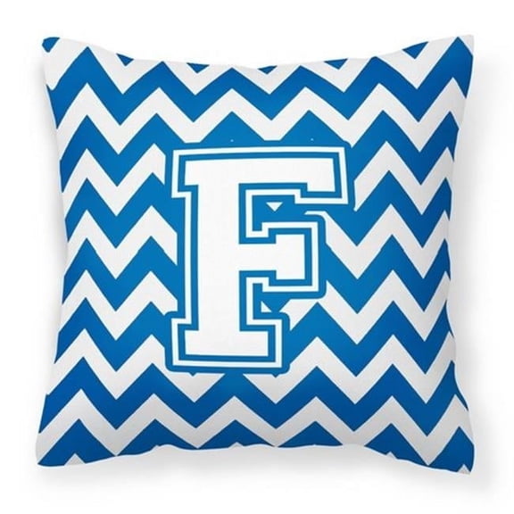 Carolines Treasures Letter F Chevron Blue & White Fabric Decorative Pillow - 14 x 3 x 14 in.