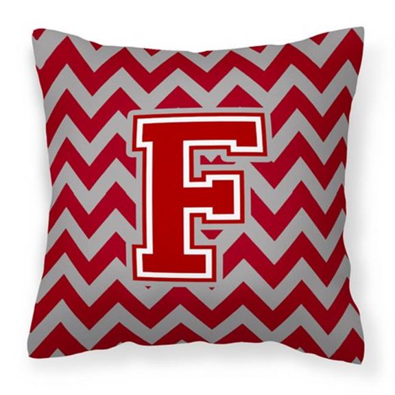 Carolines Treasures Letter F Chevron Maroon & White Fabric Decorative Pillow - Maroon & White - 14in. H x 3in. W x 14in. L