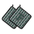 thumbnail image 1 of Carolines Treasures  Letter F Football Green & White Pair of Pot Holders, 1 of 1