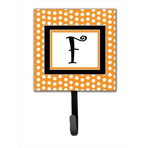 Carolines Treasures Letter F Initial Monogram - Orange Polka Dots Leash Holder Or Key Hook