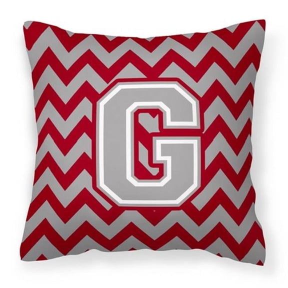 Carolines Treasures Letter G Chevron Crimson & Grey Fabric Decorative Pillow - Crimson & Grey - 14in. H x 3in. W x 14in. L