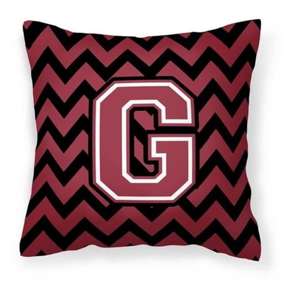 Carolines Treasures Letter G Chevron Garnet & Black Fabric Decorative Pillow - Garnet & Black - 14in. H x 3in. W x 14in. L