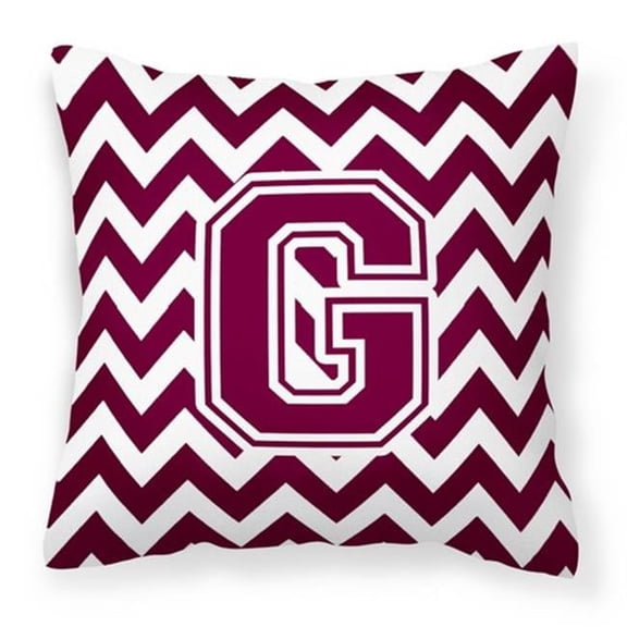 Carolines Treasures Letter G Chevron Maroon & White Fabric Decorative Pillow - Maroon & White - 14in. H x 3in. W x 14in. L
