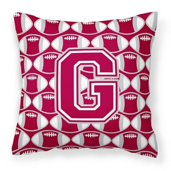 Carolines Treasures Letter G Football Crimson - Grey & White Fabric Decorative Pillow