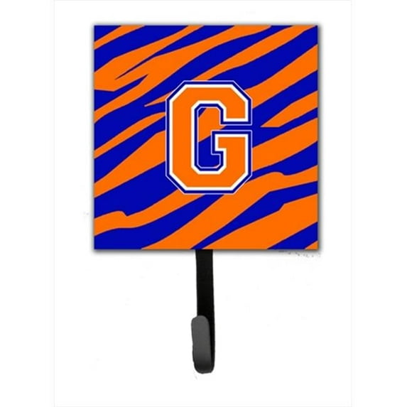 Carolines Treasures Letter G Initial Monogram - Tiger Stripe - Blue Orange Leash Holder Or Key Hook