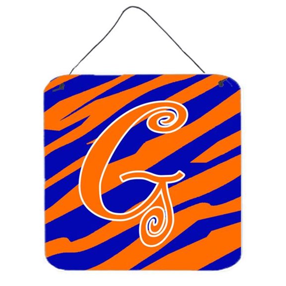 Carolines Treasures  Letter G Initial Tiger Stripe Blue And Orange Aluminium Metal Wall Or Door Hanging Prints