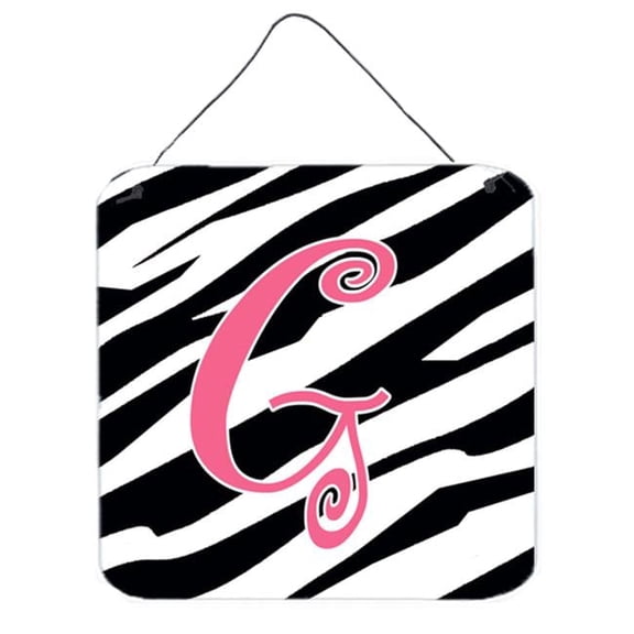 Carolines Treasures  Letter G Initial Zebra Stripe And Pink Aluminium Metal Wall Or Door Hanging Prints - Pink - 6 x 0.02 x 6 in.