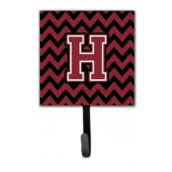 Carolines Treasures Letter H Chevron Garnet & Black Leash or Key Holder - Garnet & Black