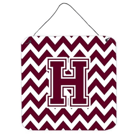 Carolines Treasures Letter H Chevron Maroon & White Wall or Door Hanging Prints - Maroon & White - 6in. H x 0.02in. W x 6in. L