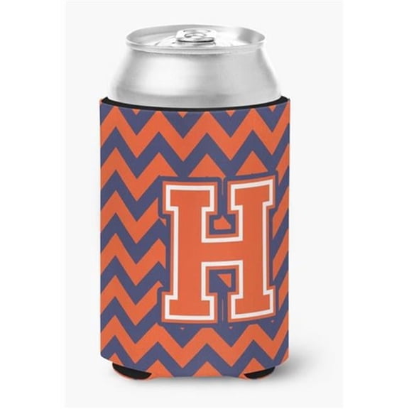 Carolines Treasures Letter H Chevron Orange & Blue Can or Bottle Hugger - Orange & Blue - 0.25in. H x 4in. W x 5.5in. L