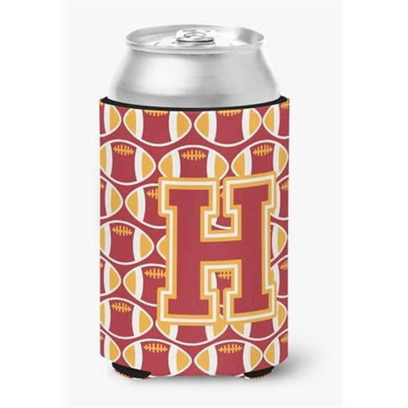 Carolines Treasures Letter H Football Cardinal & Gold Can or Bottle Hugger - Cardinal & Gold - 0.25in. H x 4in. W x 5.5in. L