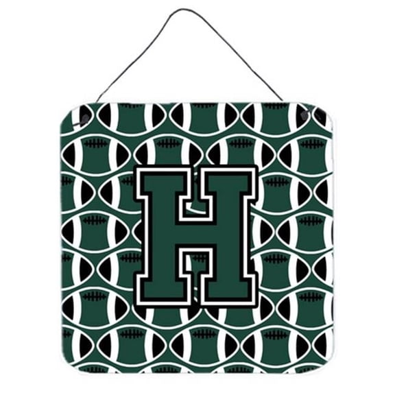 Carolines Treasures  Letter H Football Green & White Wall or Door Hanging Prints