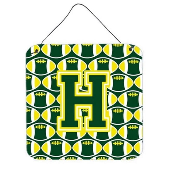 Carolines Treasures Letter H Football Green & Yellow Wall or Door Hanging Prints - Green & Yellow - 6in. H x 0.02in. W x 6in. L