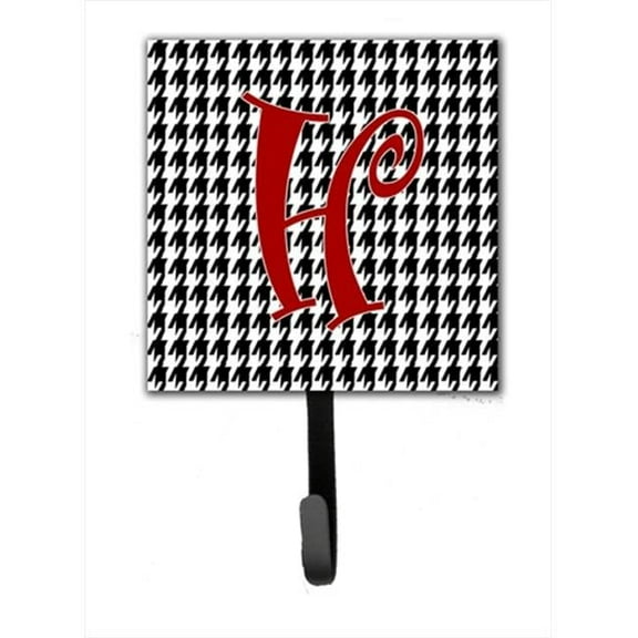 Carolines Treasures Letter H Initial Monogram Houndstooth Black Leash Or Key Hook