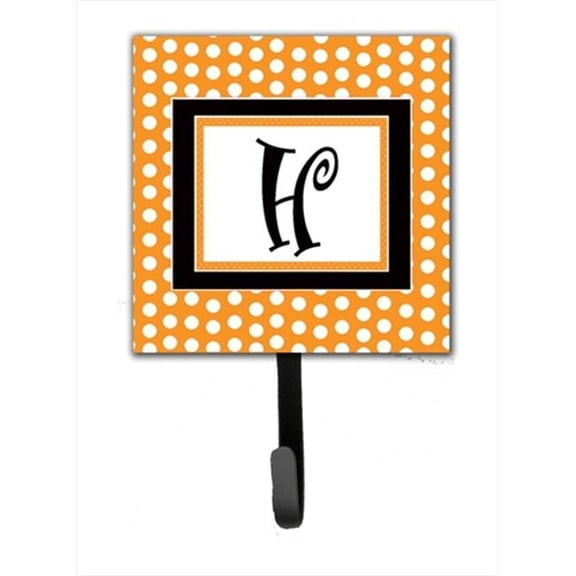 Carolines Treasures  Letter H Initial Monogram - Orange Polka Dots Leash Holder Or Key Hook