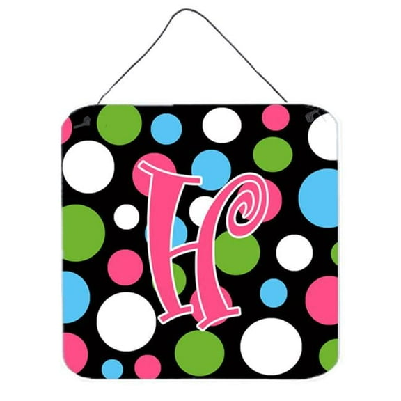 Carolines Treasures  Letter H Initial Monogram - Polkadots And Pink Aluminium Metal Wall Or Door Hanging Prints
