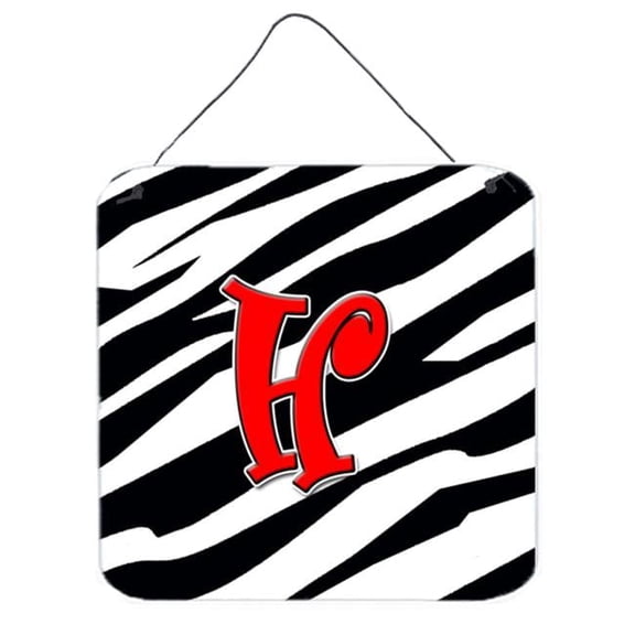 Carolines Treasures Letter H Initial Monogram - Zebra Red Aluminium Metal Wall Or Door Hanging Prints