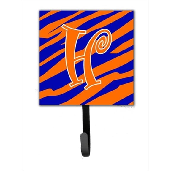Carolines Treasures Letter H Initial Tiger Stripe Blue and Orange Leash Or Key Hook