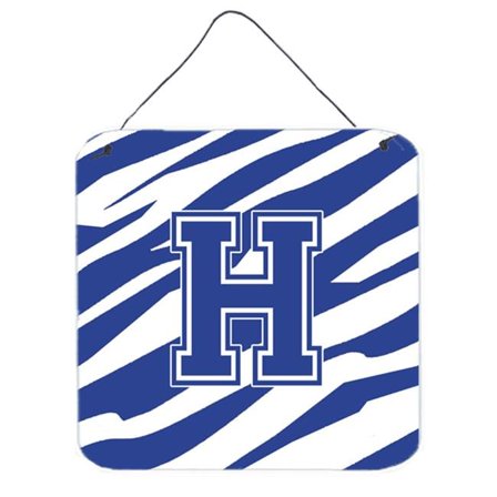 Carolines Treasures Letter H Initial Tiger Stripe Blue and White Aluminium Metal Wall or Door Hanging Prints