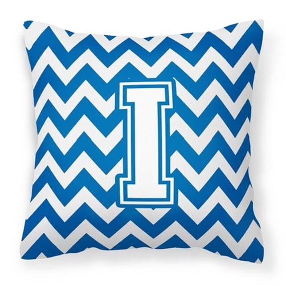 Carolines Treasures Letter I Chevron Blue & White Fabric Decorative Pillow - Blue & White - 14in. H x 3in. W x 14in. L