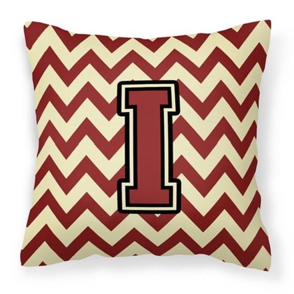 Carolines Treasures Letter I Chevron Maroon & Gold Fabric Decorative Pillow - Maroon & Gold - 14in. H x 3in. W x 14in. L