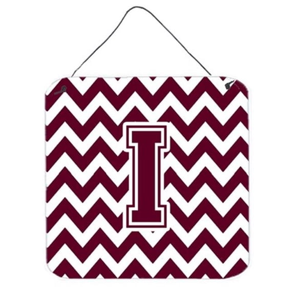 Carolines Treasures  Letter I Chevron Maroon & White Wall or Door Hanging Prints - 6 x 0.02 x 6 in.