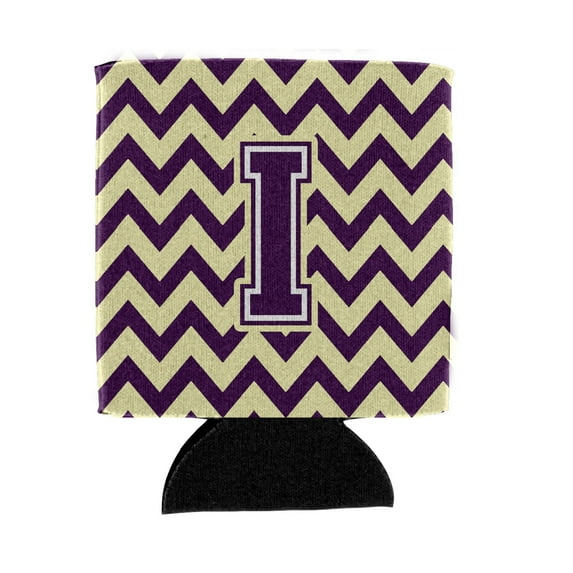 Carolines Treasures CJ1058-ICC Letter I Chevron Purple & Gold Can or Bottle Hugger, 0.25 x 4 x 5.5 in.