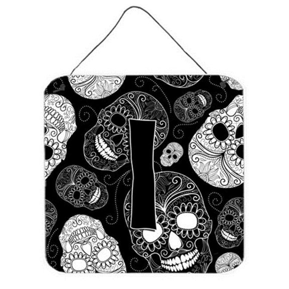 Carolines Treasures Letter I Day Of The Dead Skulls Black Wall and Door Hanging Prints - 6 L x 0.02 W x 6 H in.