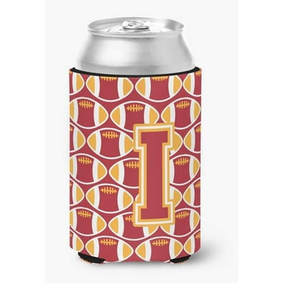 Carolines Treasures Letter I Football Cardinal & Gold Can or Bottle Hugger - Cardinal & Gold