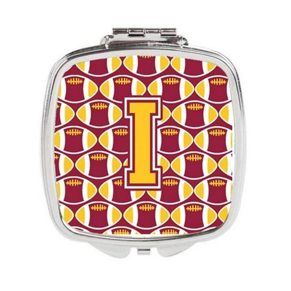 Carolines Treasures Letter I Football Maroon & Gold Compact Mirror