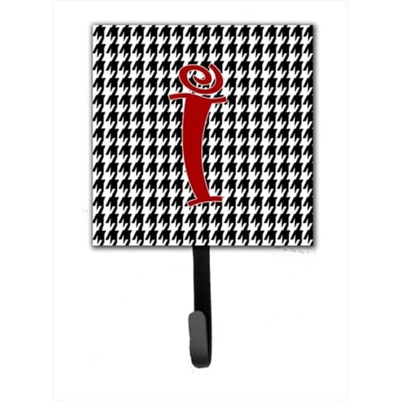 Carolines Treasures Letter I Initial Monogram Houndstooth Black Leash Or Key Hook
