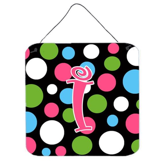 Carolines Treasures Letter I Initial Monogram - Polkadots And Pink Aluminium Metal Wall Or Door Hanging Prints