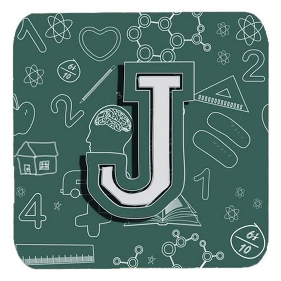 Carolines Treasures  Letter J Back To School Initial Foam Coasters- Set Of 4