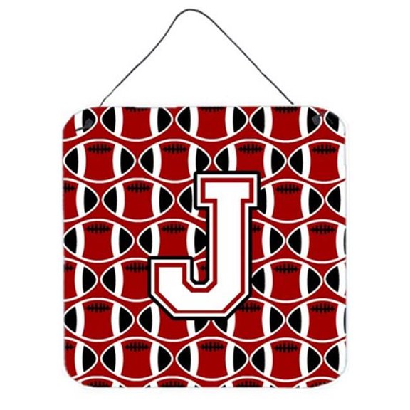 Carolines Treasures Letter J Football Cardinal & White Wall or Door Hanging Prints - Cardinal & White - 6in. H x 0.02in. W x 6in. L