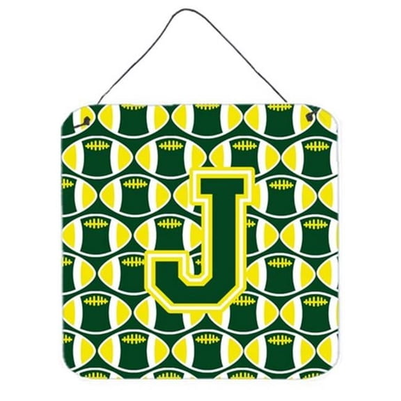 Carolines Treasures Letter J Football Green & Yellow Wall or Door Hanging Prints