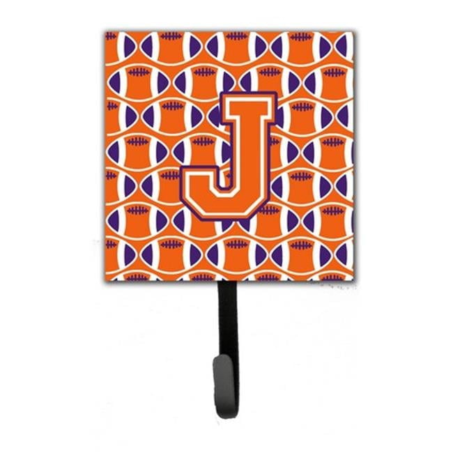 Carolines Treasures  Letter J Football Orange - White & Regalia Leash or Key Holder