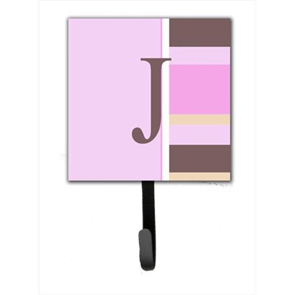 Carolines Treasures Letter J Initial Monogram - Pink Stripes Leash Holder Or Key Hook