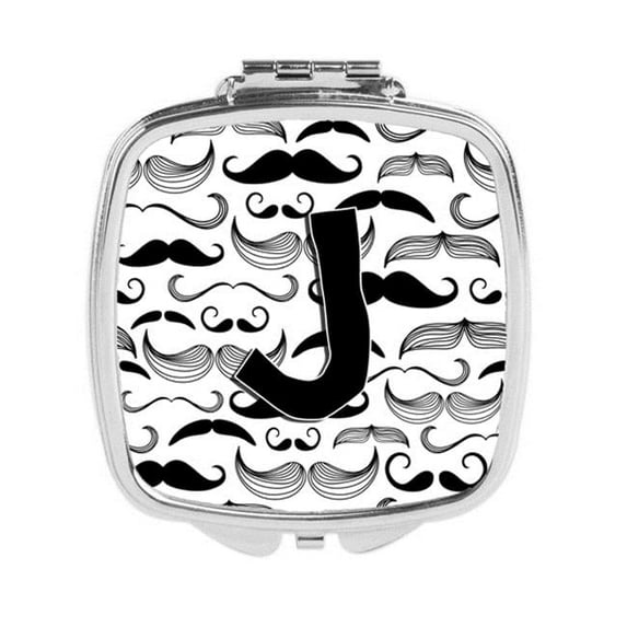 Carolines Treasures Letter J Moustache Initial Compact Mirror