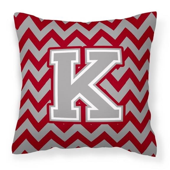 Carolines Treasures Letter K Chevron Crimson & Grey Fabric Decorative Pillow - Crimson & Grey - 14in. H x 3in. W x 14in. L