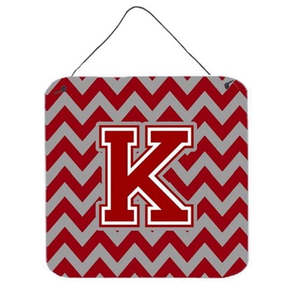 Carolines Treasures  Letter K Chevron Maroon & White Wall or Door Hanging Prints - Maroon & White - 6in. H x 0.02in. W x 6in. L